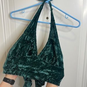 Green Velvet crop tank